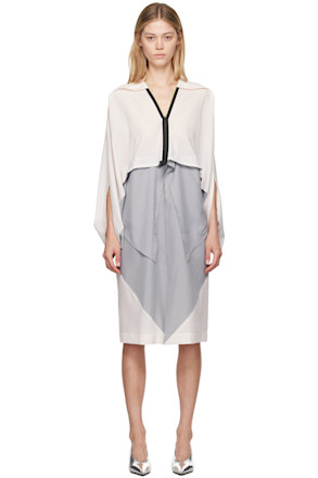 Gray & Off-White Convex Midi Dress