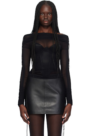 SSENSE Exclusive Black Off-The-Shoulder Long Sleeve T-Shirt