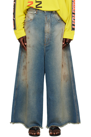 Blue Wide Cropped Jeans