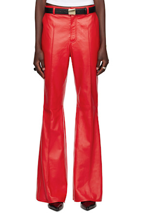 Red Bells Bell Bottom Leather Pants