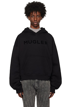 Black 'Mugler' Logo Hoodie