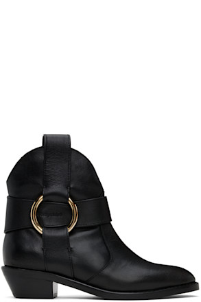 Black New Ring Line Boots