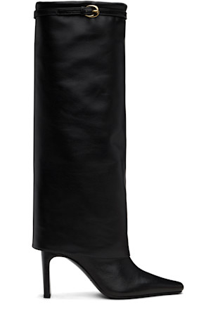 Black Wally Foldover High Heel Tall Boots