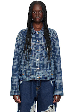 Blue Kenzo Paris 'Kenzo Weave' Denim Jacket