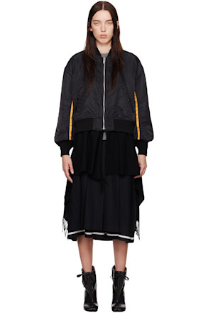 Black Scarf Bomber Jacket