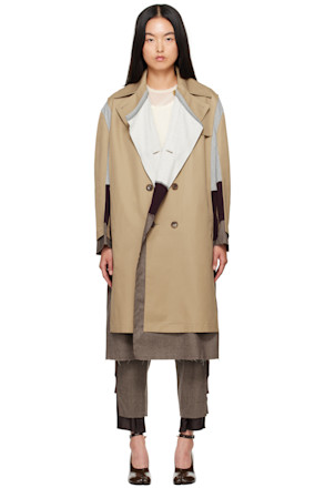 Beige Paneled Trench Coat