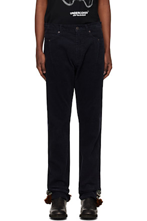 Navy Contrast Hem Trousers