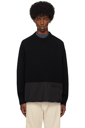 Black Paneled Knit Sweater