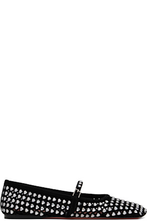 Black Ane Crystal Heart Ballerina Flats