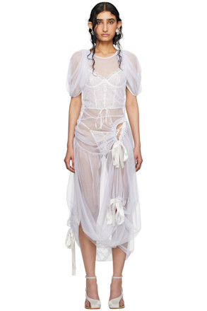 SSENSE Exclusive Off-White Tie Midi Dress