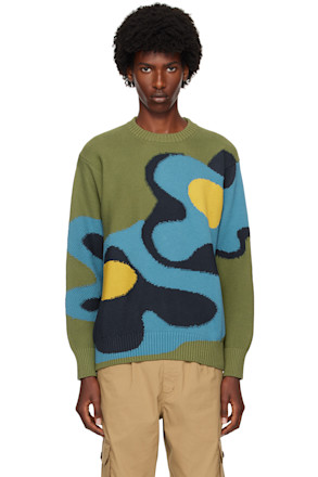Green Knitted Crewneck Sweater