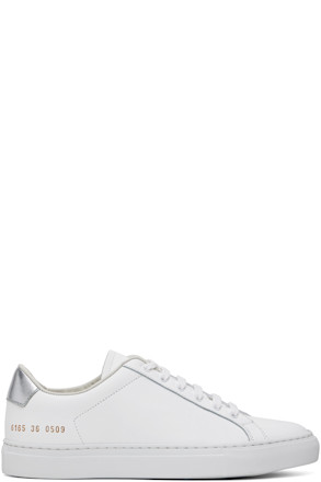 White & Silver Retro Classic Sneakers