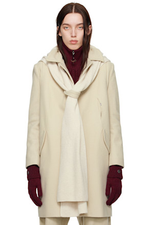 Beige Hood Muffler Coat