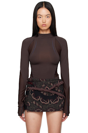 Brown Track Long Sleeve T-Shirt