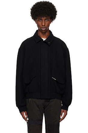 Black Wool Bomber Jacket
