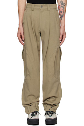 Beige Cotton Cargo Pants