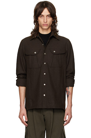 Brown Wool Pockets Shirt