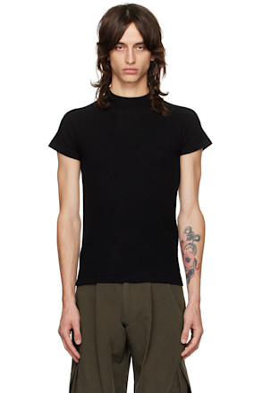 Black Perforated Knit T-shirt
