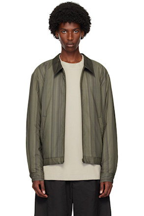 Khaki Stripe Zip-Up Jacket