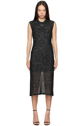 Black Glitter Midi Dress