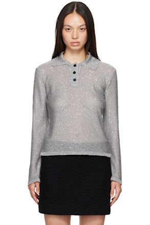 Gray Glitter Polo