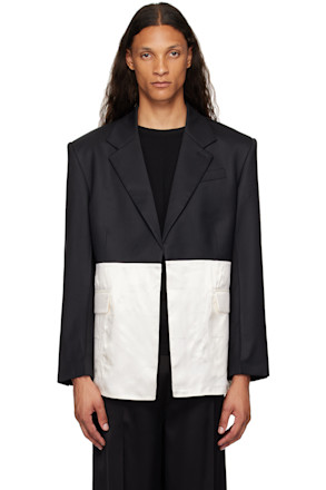 Black & Off-White Combo Classic Blazer
