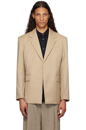 Tan Padded Shoulder Blazer