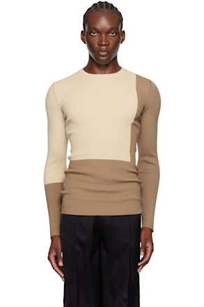 Beige & Tan Color Block Sweater