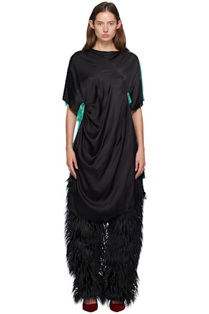 Black & Green Shadow Midi Dress
