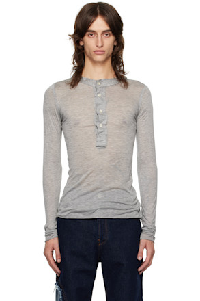 Gray Raw Stack Henley