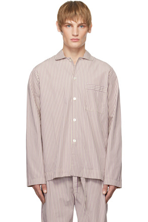 Purple & White Poplin Long-Sleeved Pyjama Shirt