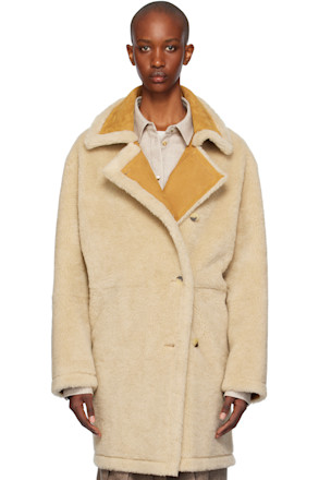 Beige Reversible Faux-Fur & Faux-Leather Coat
