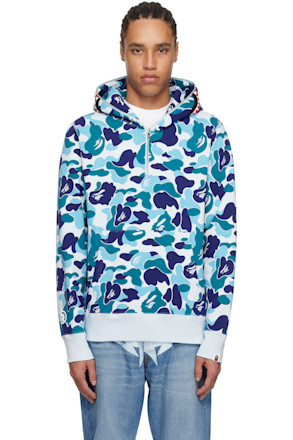 Blue ABC Camo Shark Half Zip Hoodie
