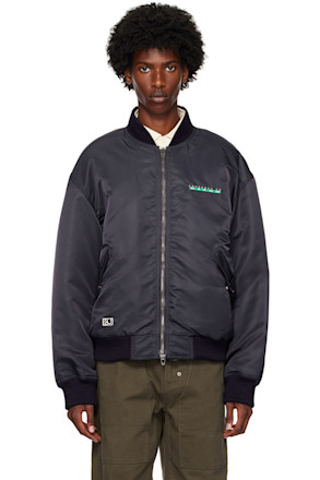 Navy Embroidered Logo MA-1 Bomber Jacket