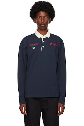 Navy Embroidered Rugby Polo