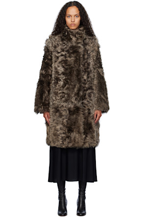 Brown Toscana Folk Reversible Shearling Jacket