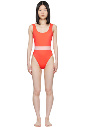 Orange Greca Border One-Piece Swimsuit