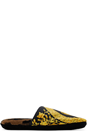 Black & Yellow 'I Heart Baroque' Slippers