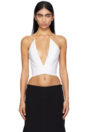 White V-Neck Corset Top