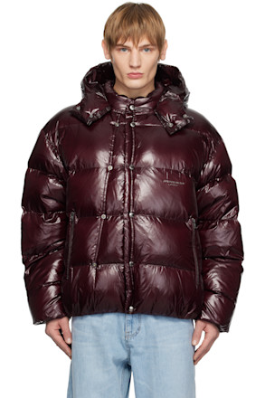 Burgundy Hood Goose Down Jacket