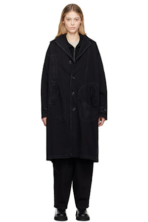Black Faded Denim Coat