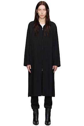 Black Wool High Neck Trench Coat