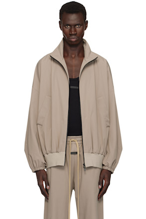 Taupe Nylon Vented Track Jacket