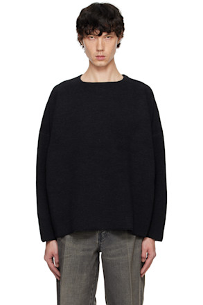 Black Ottoman Straight Neck Sweater