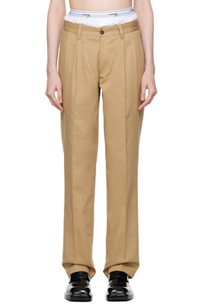 Beige Layered Trousers