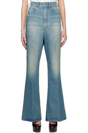 Blue Wide Leg Kick Jeans