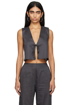 Gray Yoko Tie Top