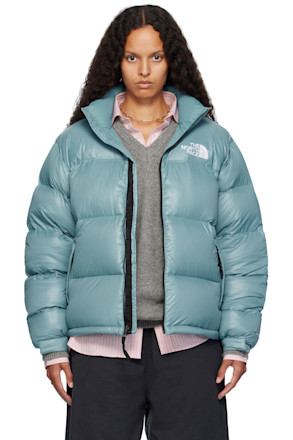 SSENSE Exclusive Blue 1996 Retro Shine Nuptse Down Jacket