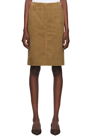 Beige H-Line Midi Skirt