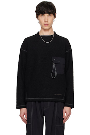 Black Re Wool JQ Crewneck Sweater
